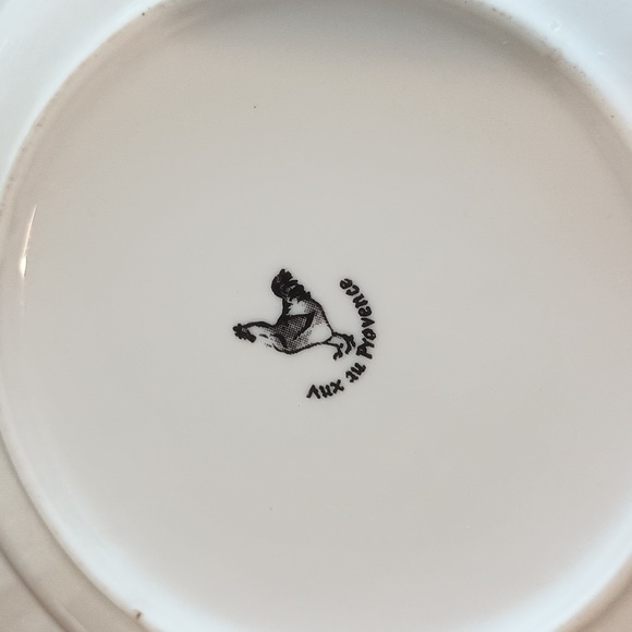 Vtg Aux Au Provence Black White Toile French Country Rooster Soup Bowls b275 - Picture 4 of 5